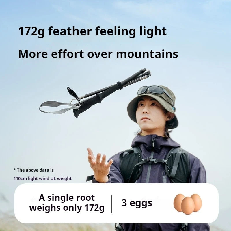 Naturehike Outdoor Alpenstock Carbon 4-sections Foldable Aluminum Alloy Ultralight Trekking Pole Adjustable Hiking Walking Stick