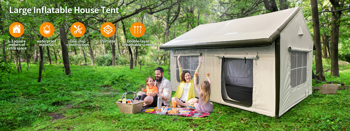 Waterproof Inflatable House for Multi Persons, Air Big Camping Tent, Custom Outdoor House, 2024