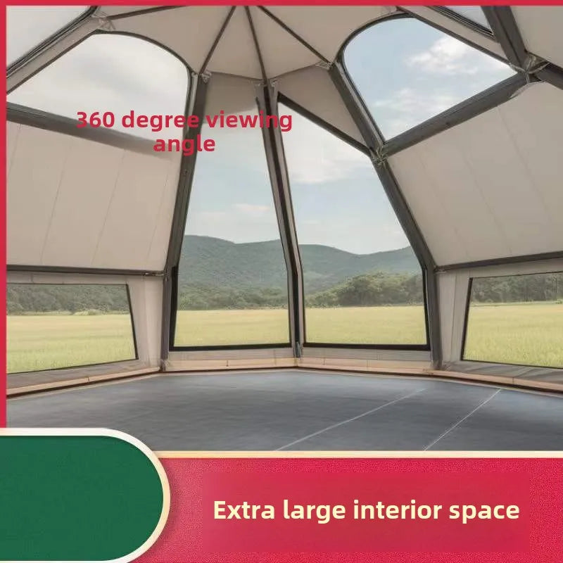 Portable Automatic Pop-up Hexagonal Tent for 5-8 People Double Layer Outdoor Camping Mushroom Tent