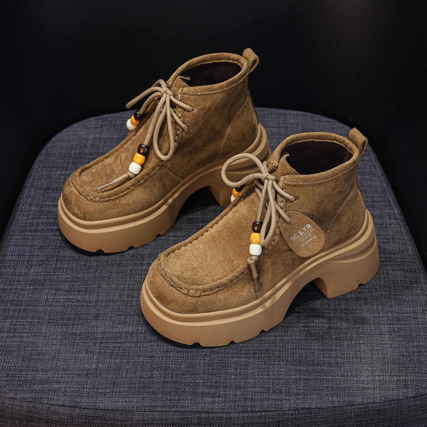 Fujin 8cm Platform Boots for Women Ankle Boots Fall Winter Riding Motorcycle Fashion Shoes Booties Short Boots Genuine Leather