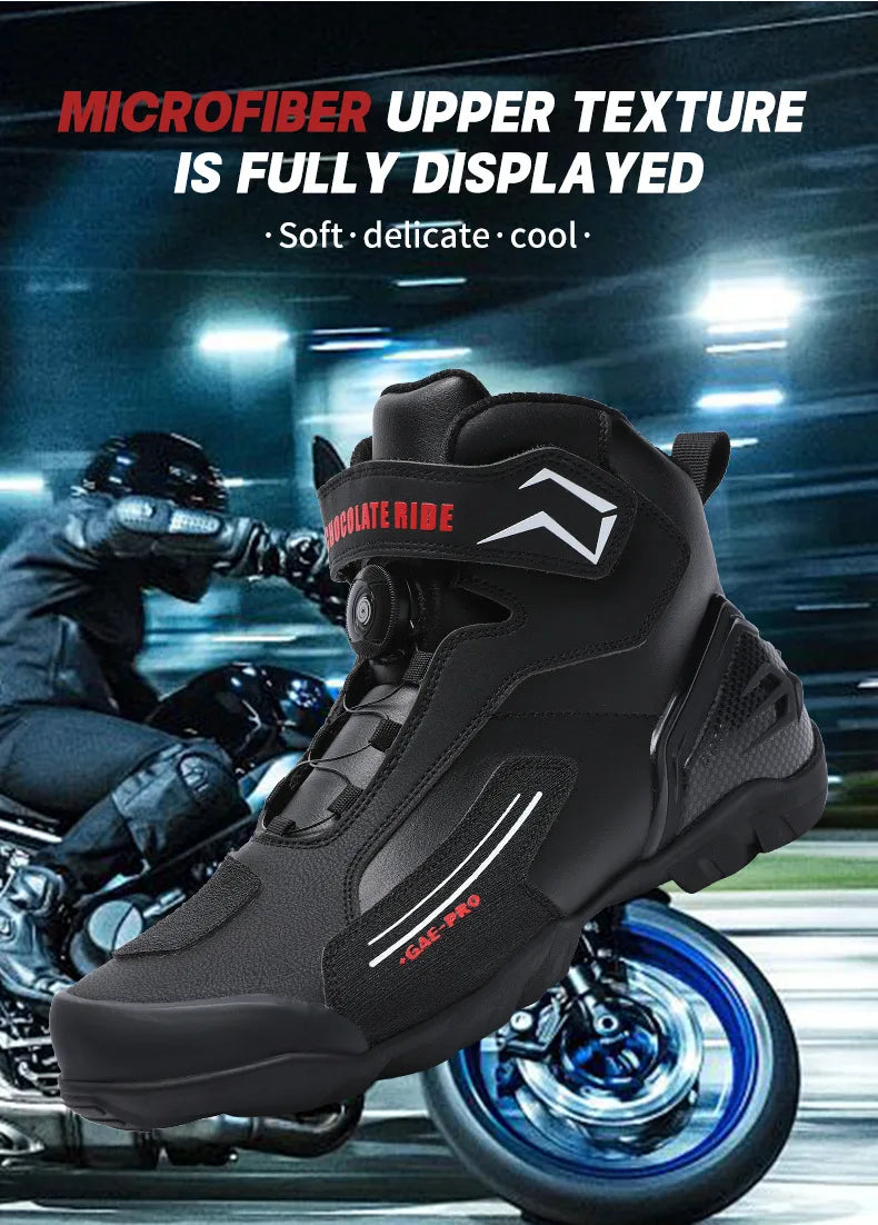 Riding Boots for Men Motorcycle New Leather Collision Avoidance Motos Shoes Anti Slip Wear-Resistant Motocross Protective Shoes