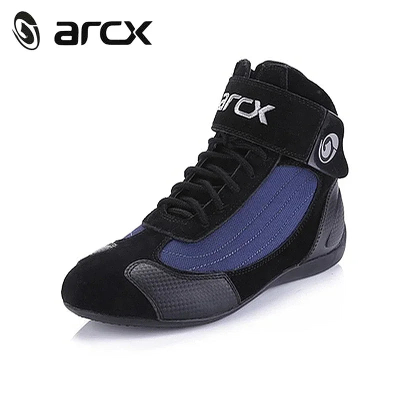 NEW ARCX Men's Motorcycle Boots Leisure Blue bottes moto Leather motorboats Street Moto Racing Ankle Four Seasons casual shoes