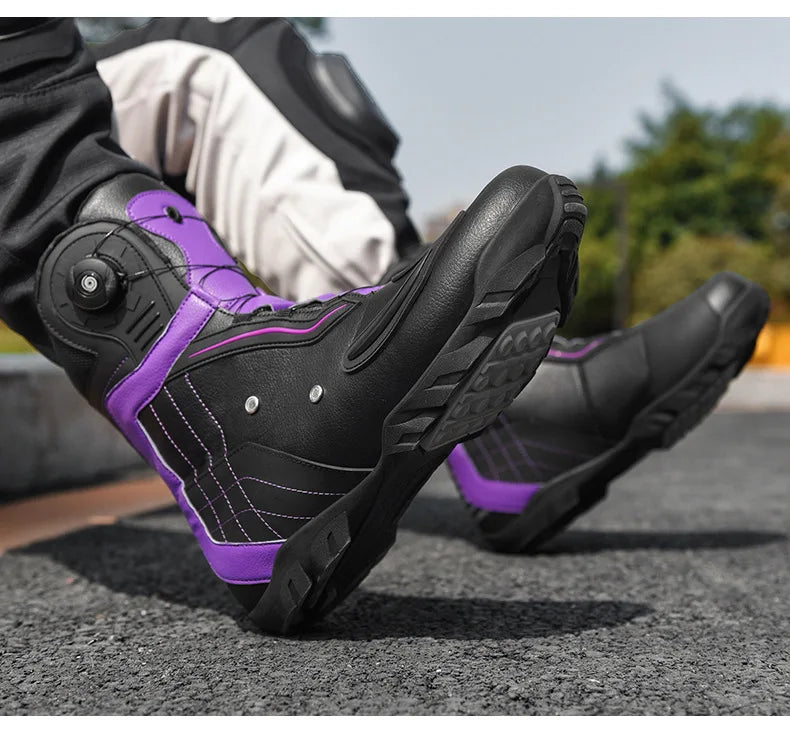 Motorcycle Men Boots Racing Shoes Riding Breathable Soft Boots Durable Off-road Motorbike Anti-kick protection Black Equipment