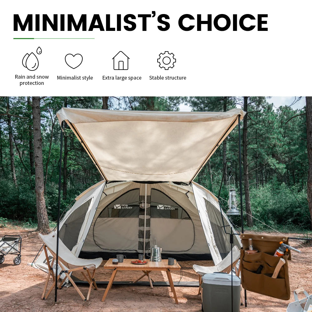 MOBI GARDEN Era290 Outdoor Family Pyramid Camping Tent 5-8 Person Large Space Lobby Sun Shelter Thickened Cotton Portable Tent