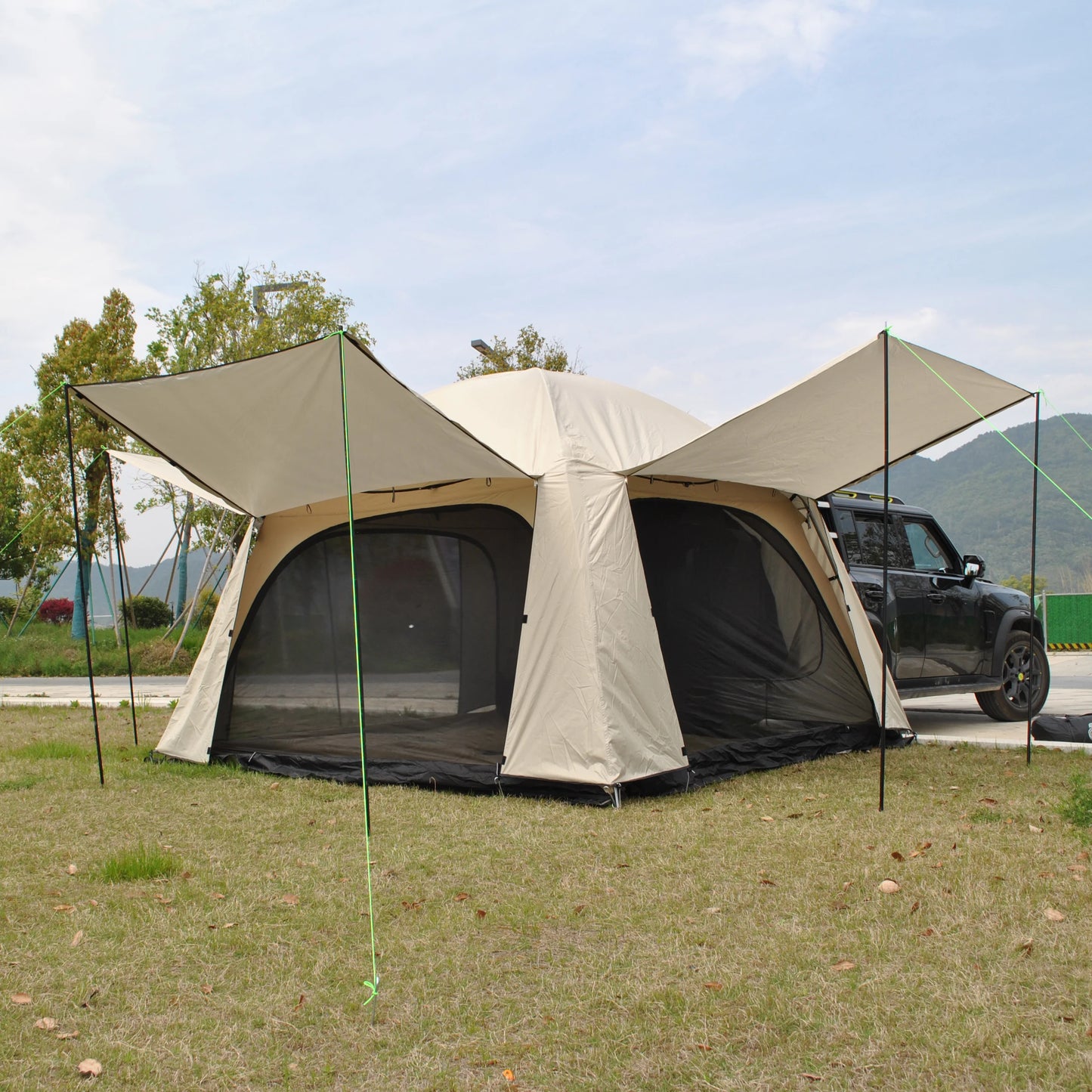 Waterproof Tiple Layers SUV Tent,Outdoor Car Tent - Car Tailgate Tent,4 Person Sleeping Camper Tent, Car Rear Tent with Canopy