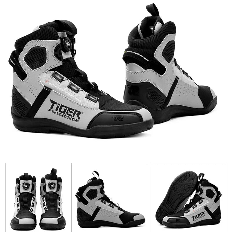TR Motorcycle Shoes Men Motorcycle Boots Breathable Riding Boots Four Seasons Women Waterproof Moto Racing Shoes Cross-country