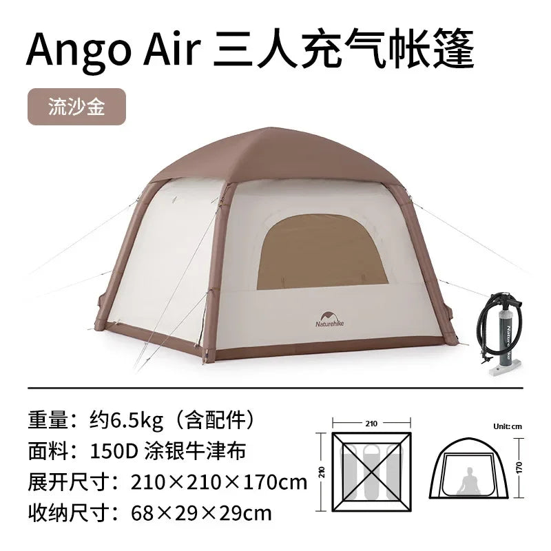 Naturehike-Ango Air Inflatable Tent, Outdoor Camping, Sun Protection, Quickly Open Folding Tent, Large Space, CNH23ZP12002