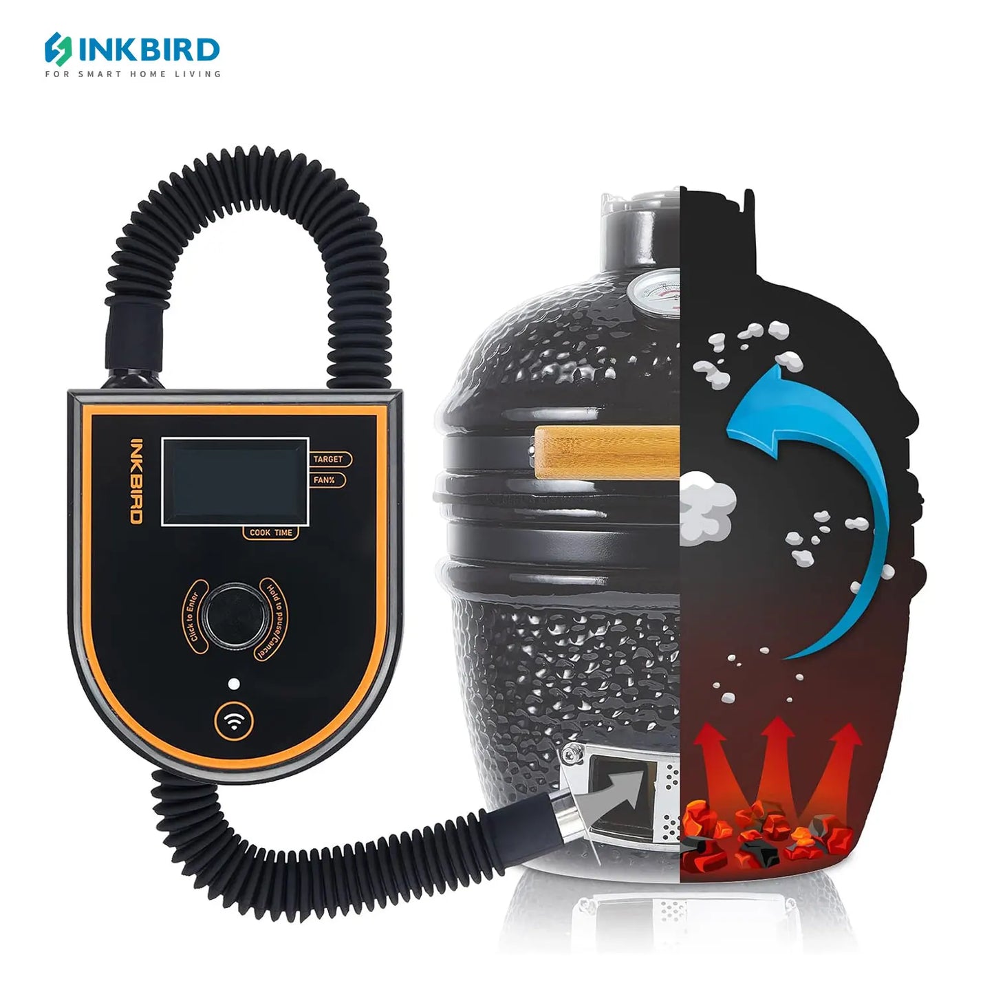 INKBIRD Oven Temperature Controller WiFi Bluetooth Automatic Smoker for Big Green Egg,Kamado Joe,Primo,Vision Grill,Akorn Kamado