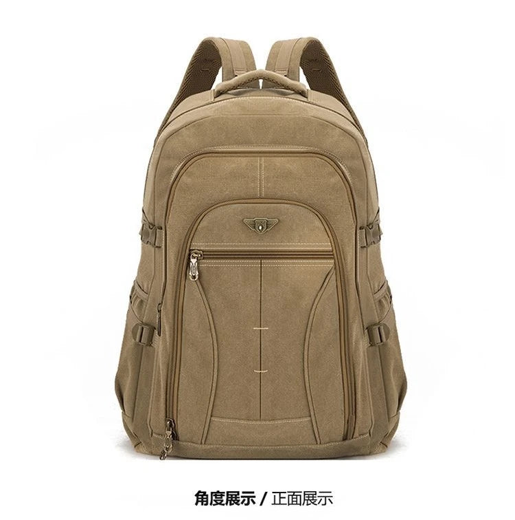 70L Thick Canvas Camping Backpack Large Capacity Waterproof Outdoor Trekking Travel Climbing Bag Luggage Rucksack Men Hiking Bag