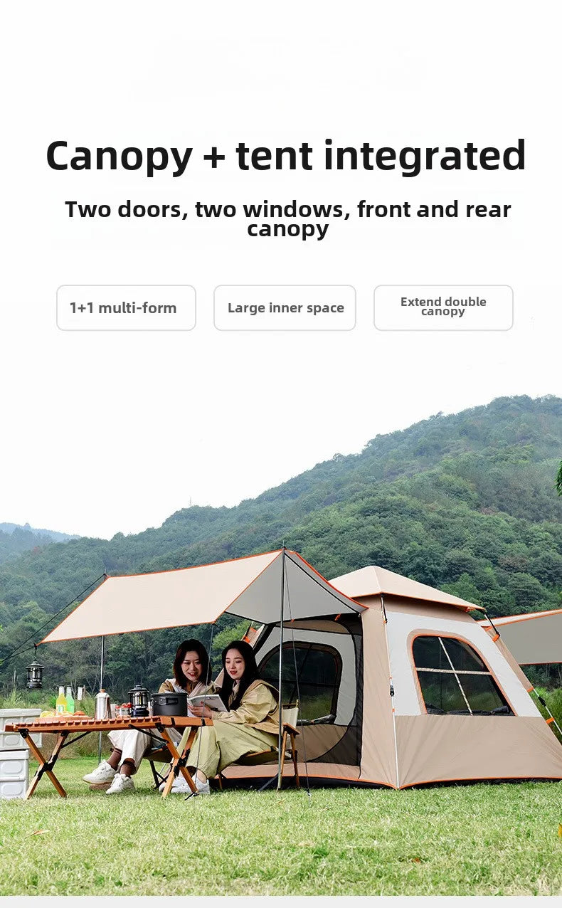 Outdoor Fully Automatic Quick-opening Two-in-one Canopy Vinyl Tent Double Doors and Double Windows 5-8 People Camping Tent