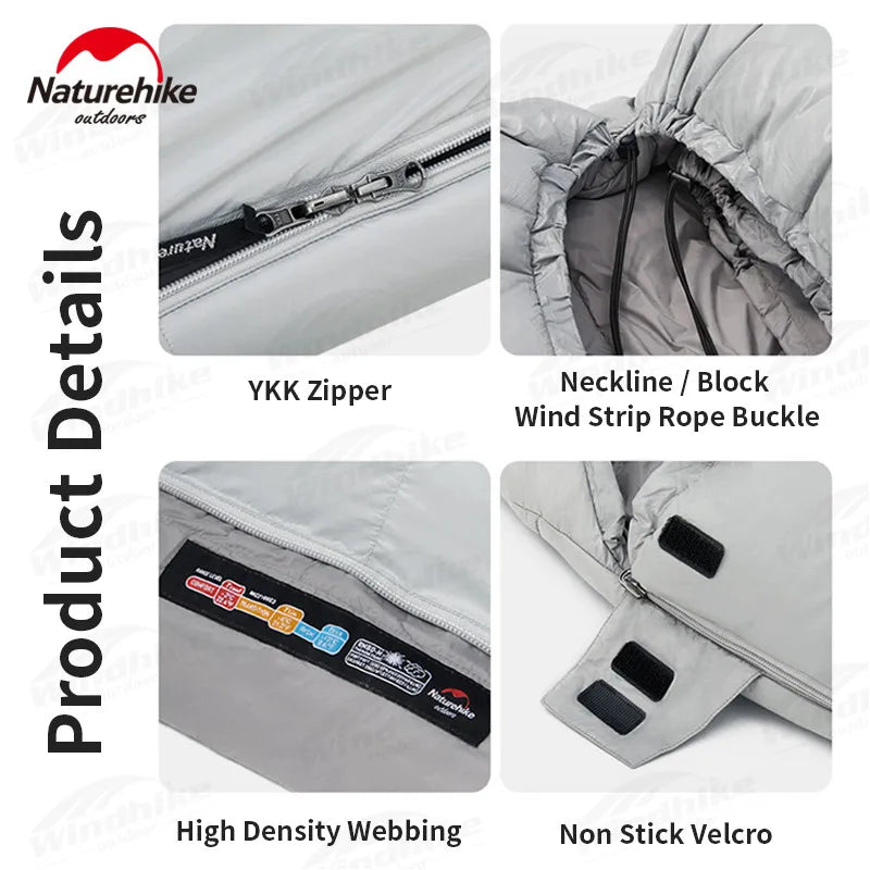 Naturehike Duck Down Sleeping Bag -13℃~8℃ Outdoor Autumn Winter Keep Warm Sleeping Bag Spliceable Envelope Ultralight 670FP