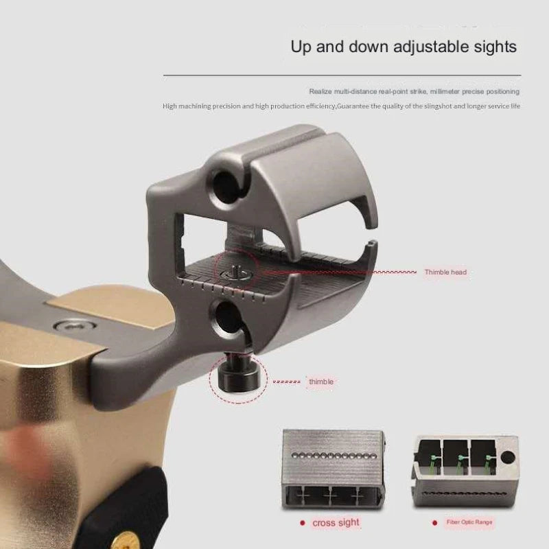 Precision Outdoor Hunting Slingshot Titanium Alloy Adjustable Sight Catapult Round Flat Rubber Band Card Ball Sling Shooting Toy