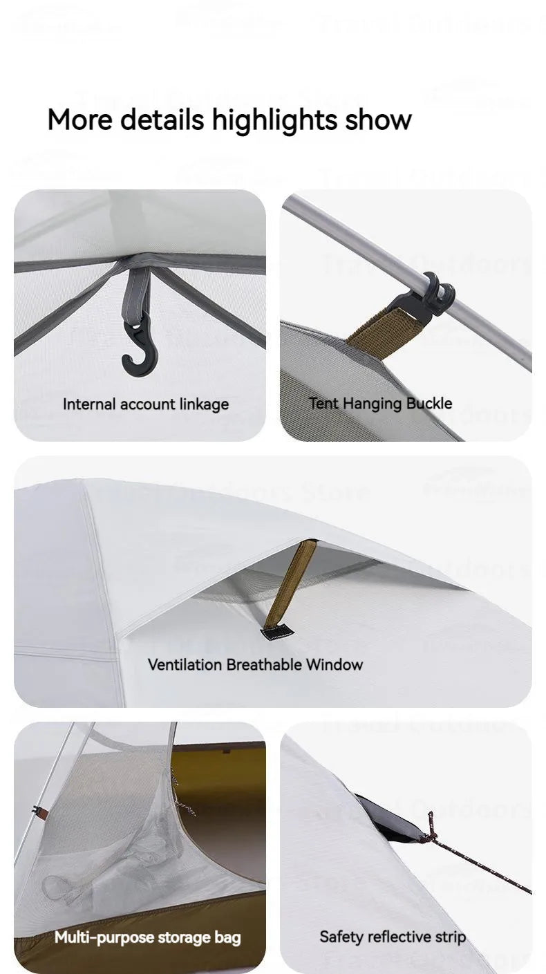 Naturehike Ultralight Backpacking Tent Dome Shelter Tent for 2-3 Person Camping Hiking Trekking Double Layer Lightweight 2.5kg