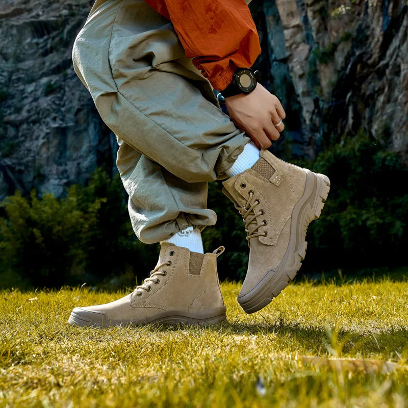 Non-slip Man Ankle Botas Non-Slip Outdoor Motorcycle Boots Versatile Leisure Snow Boots Street Style Mens Leather High Top Shoes