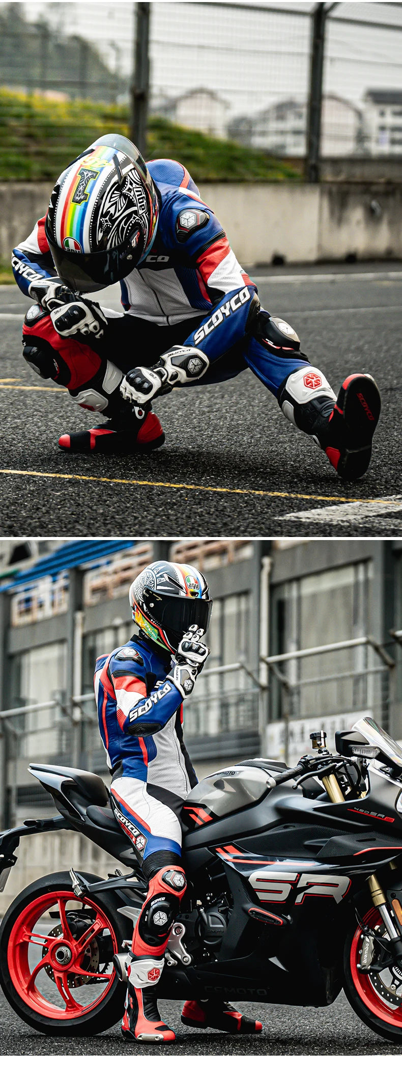 SCOYCO Motorcycle Boots Men Non-slip Anti-fall Professional Motorbike Racing Track Long Boots Mid-Calf Riding Protective Shoes