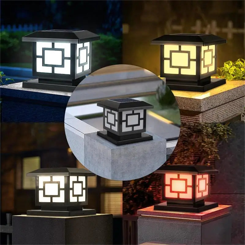 Timed LED Solar Outdoor Light Pillar Solar Lights Waterproof Thick Garden Pathway Parking Yard Outdoor Decor Lamp RC Solar Light