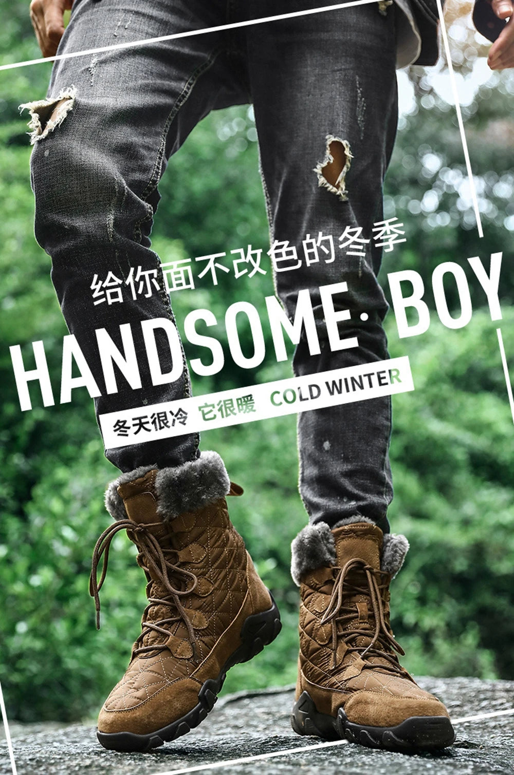 Motorcycle Winter Snow Boots Thickened Thermal Plush Boots Waterproof Outdoor Hiking Shoes Cow Leather Warm Skiing For Men