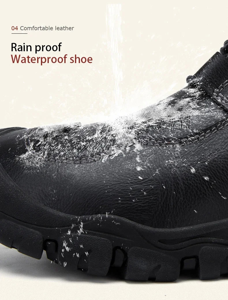 Motorcycle Riding Boots with Winter Velvet Style Warm Waterproof and Non Slip Outdoor Leisure Hiking Shoes Motorcycle Boots