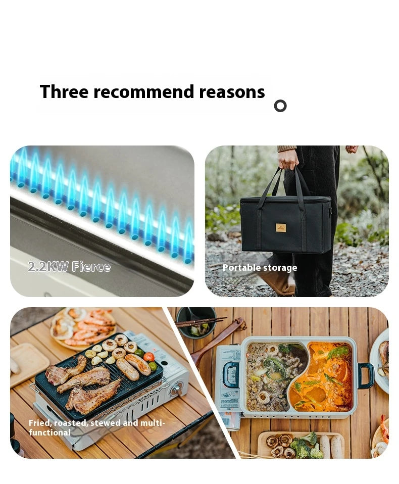 Naturehike Camping GAS Stove 2200W Multi-function Ultralight Portable Outdoor Picnic Stove With Grill Frying Pan Storage Bag