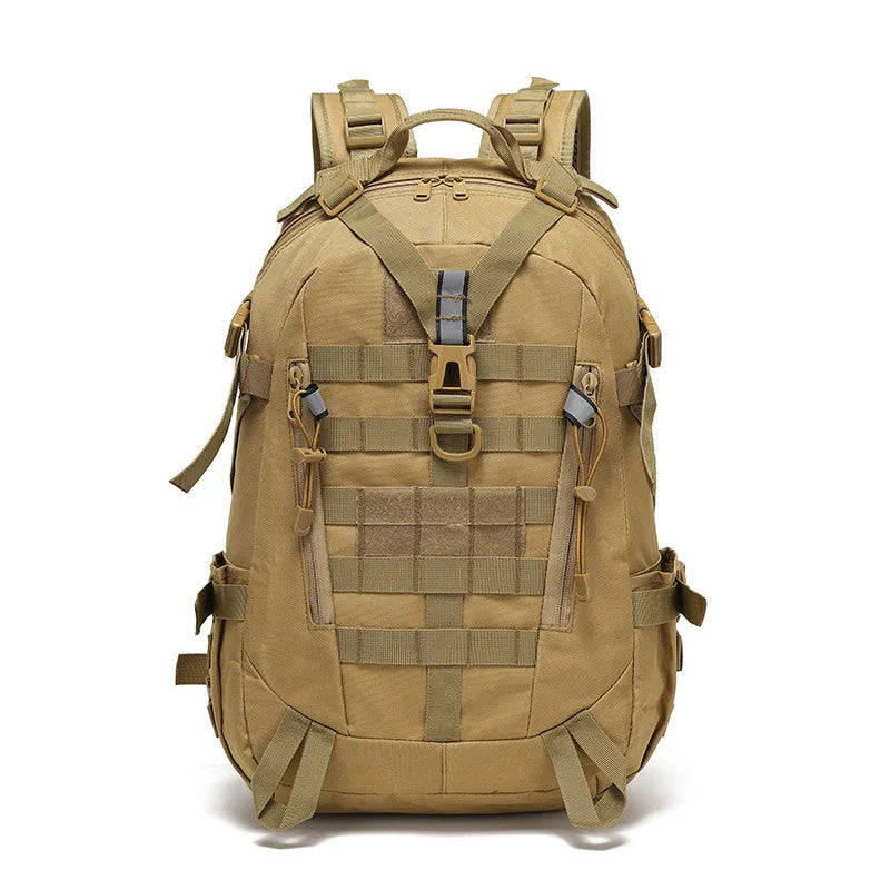 40L Tactical Camping Backpack Reflective Safety Mens Travel Hiking Rucksack MOLLE System Military Style Shoulder Straps Outdoor