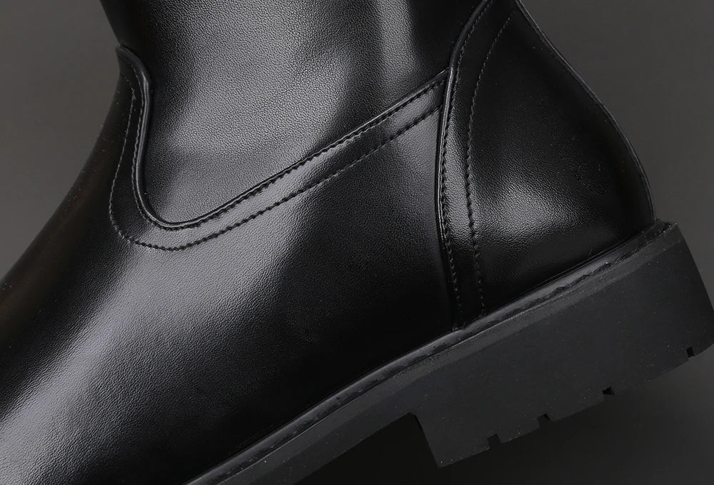 mens casual cosplay performance show high motorcycle boots genuine leather shoes cowboy autumn winter boot long knight botas man