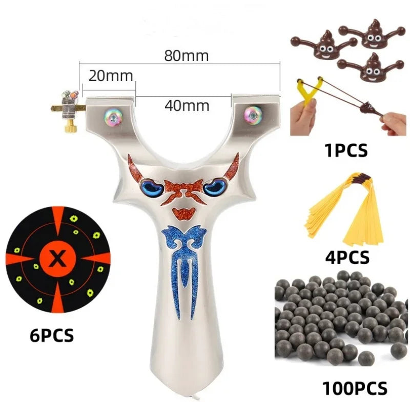 Aluminum material Outdoor Sports Hunting Alloy Shooting Slingshot Rubber Belt High-precision Shooting Alloy Slingshot Catapult