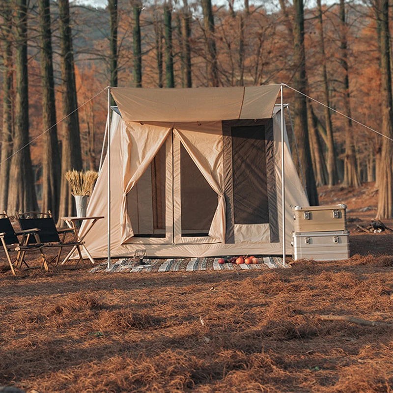 Cotton Picnic Tent for 4 Person, Outdoor Camping, TC, One Bedroom, Luxury, Foldable, Custom Tent, Oxford, Spring