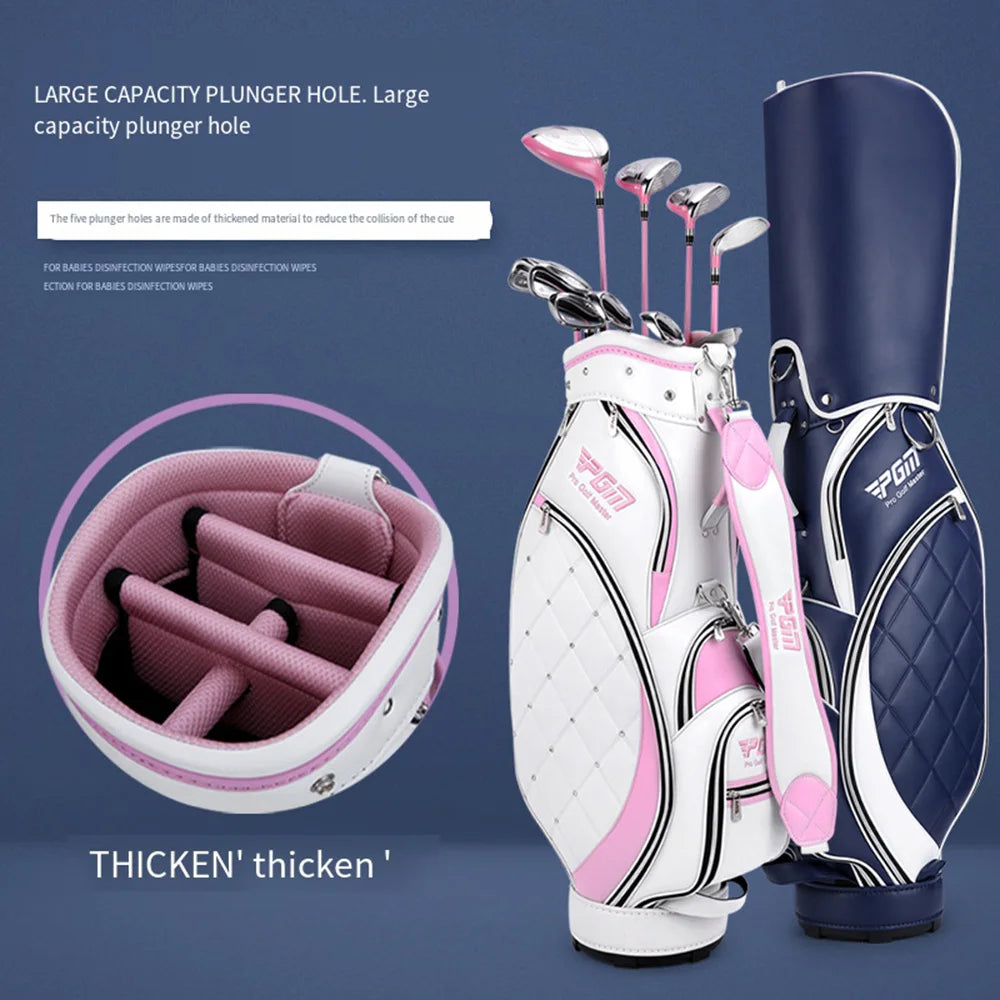 PGM Women Golf Stand Bag Portable Thickened Waterproof Cloth Ball Bag Wear Resistant High Quality Light TPU Golf Clubs Bag QB103
