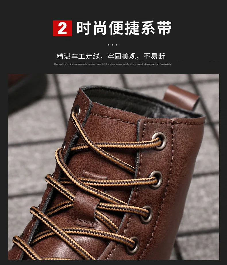 2024 Autumn and Winter New Fashion Pointy Retro Leather Boots High Top British Casual Men's Shoes Large Size 38-48