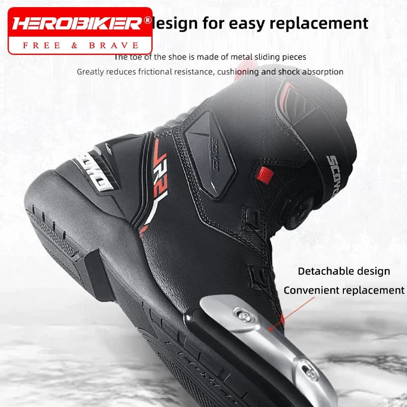 SCOYCO Motocross Boots Men Anti-fall Non-slip Motorcycle Protective Boots Breathable Wear-resistant Motorcyclist Shoes Equipment