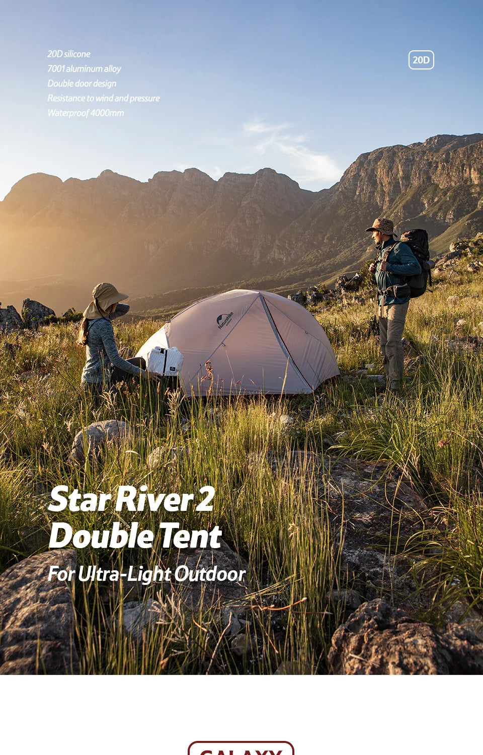 Naturehike New Star River Camping Tent Ultralight 2 Person Double Layer 20D Nylon Silicone Tent windproof Lightweight Tents