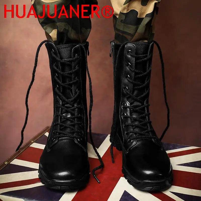 Genuine Leather Ankle Boots Men Outdoor Leather Winter Fur Warm Man Boots Army Hunting Boots for Men Shoes Casual Black Boots