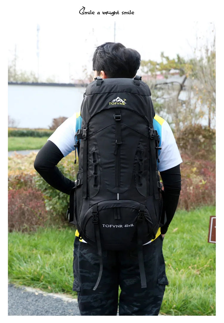 2025 cross-border outdoor hiking bag shoulder hiking sports bag waterproof bag backpack large capacity polyester backpack a001