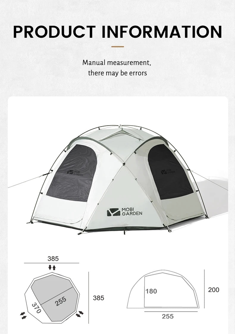 MOBI GARDEN Camping Tent Royal Castle 150D Oxford With Snow Skirt Double Layer Waterproof Hiking 5 Person 4 Season Tent UV50+