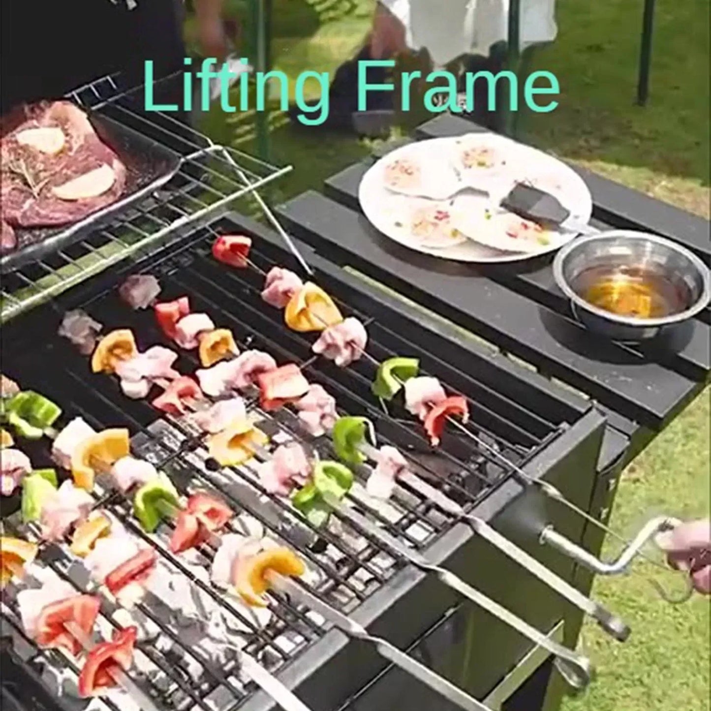 New Oil Drum Barrel Outdoor Charcoal Barbeque BBQ Grills Backyard Party Barbecue Smoker with Rotisserie Roast Chicken Rack