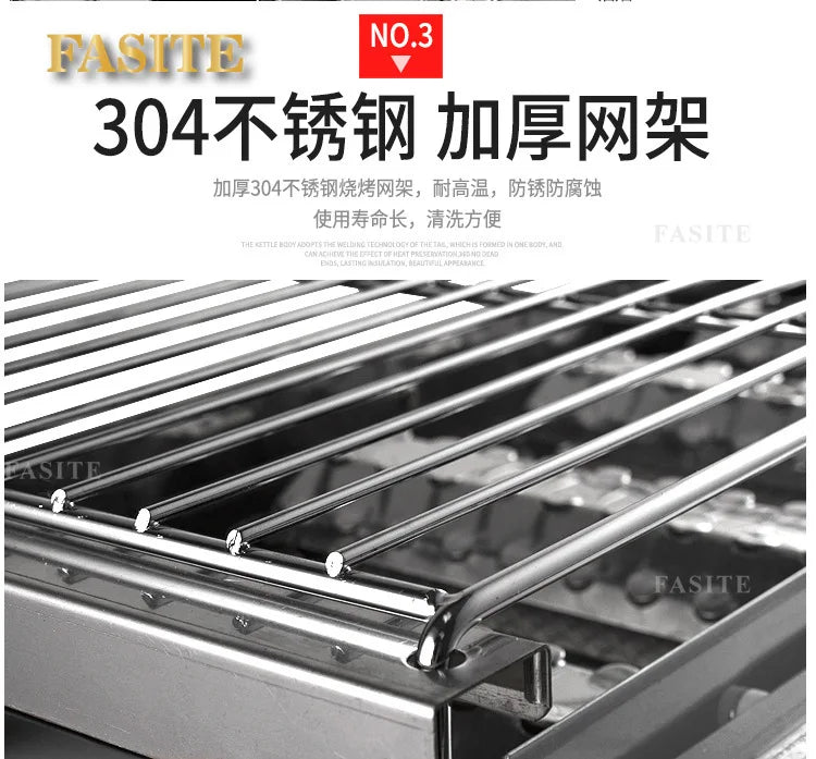 Barbecue grill commercial stall Black King Kong electric barbecue skewers oysters gas grilled fish machine manufacturer