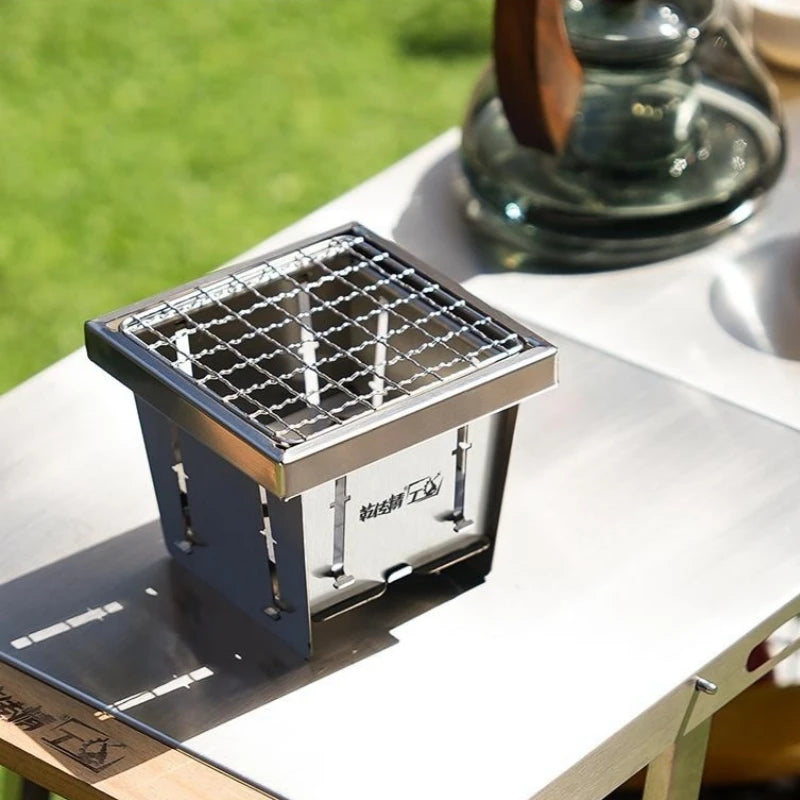 Mini Barbecue Grill Around The Stove Make Tea Outdoor Portable Folding BBQ Grill Stove Stainless Steel Furnace