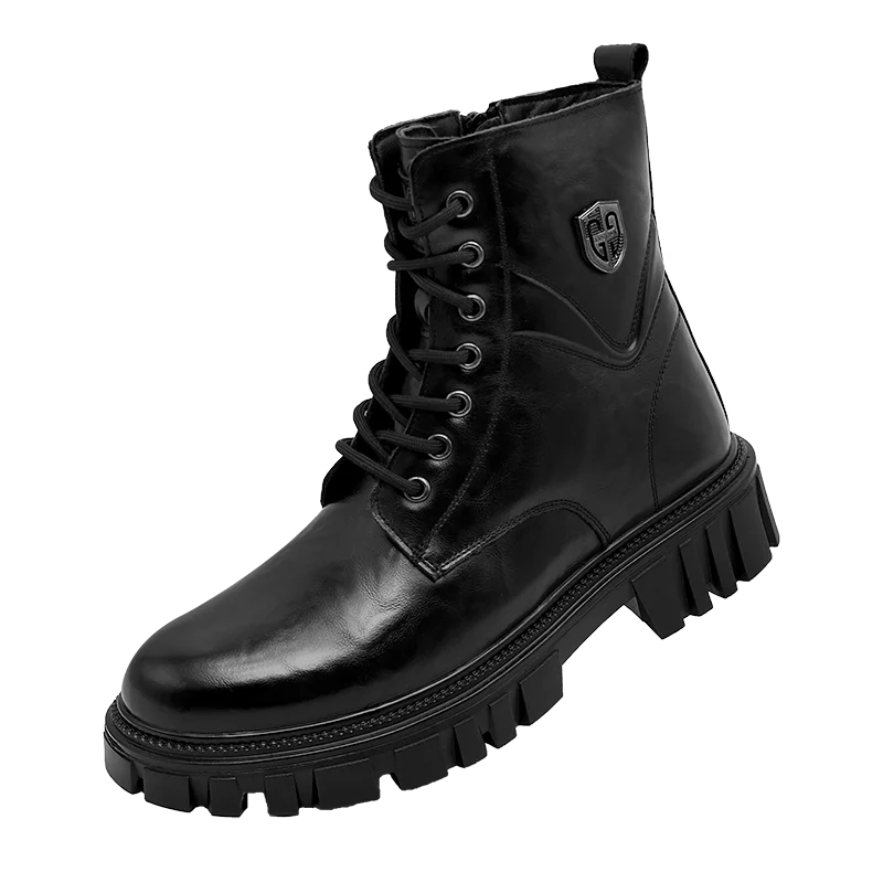 High Quality Brand Men's Leather Casual Shoes Outdoor Workwear Shoes Thick Soled Wear-resistant Men's Motorcycle Boots Handsome