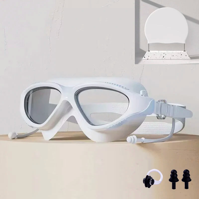 Large frame swimming goggles anti-fog professional high-definition swimming goggles adjustable wide field of vision for men and