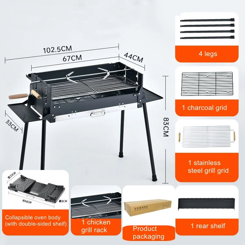 Outdoor Grill Courtyard Portable Household Charcoal Stainless Steel Barbecue Stove Camping Stove Barbecue Stove