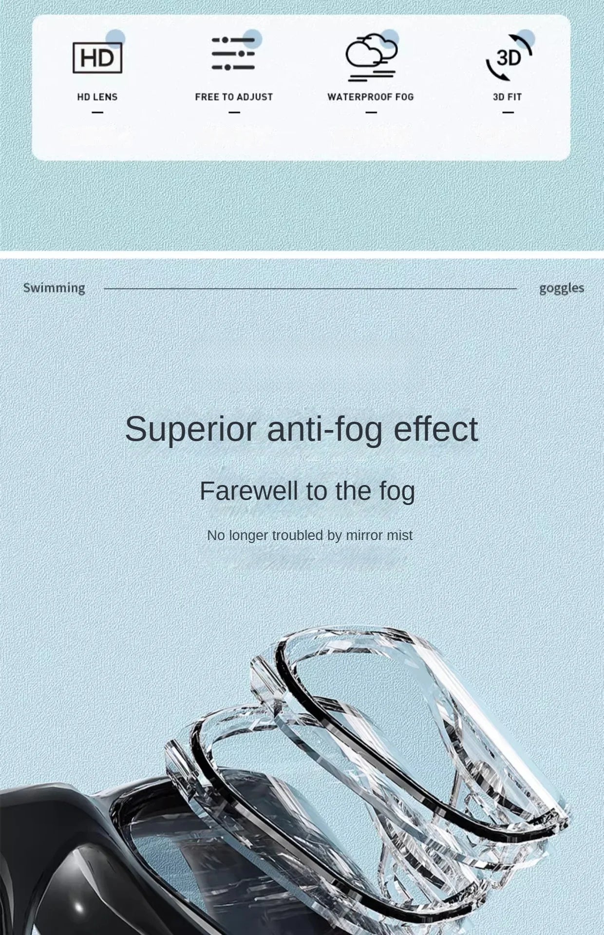 HD Anti-fog Swimming Goggles with Earplugs Adult Men Women  Leak Proof Adjustable high-quality Silicone Swim Protection EYEWEAR