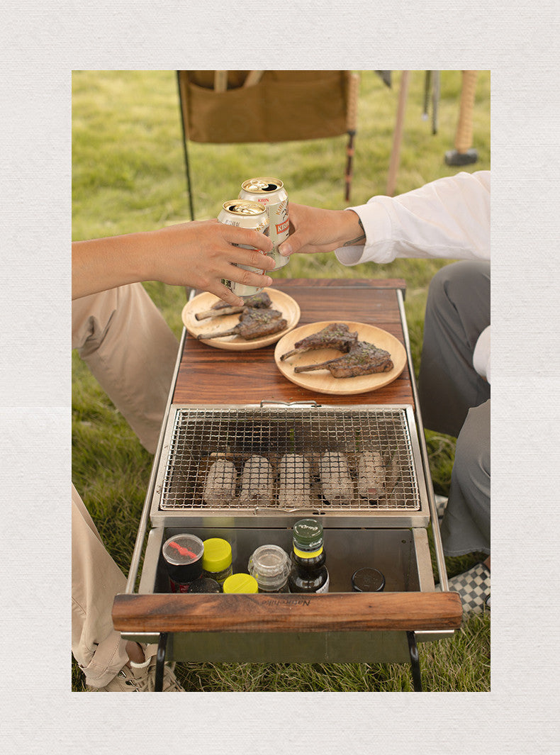 Naturehike IGT Outdoor Folding BBQ Grill Stainless Steel Embedded Oven Portable Stove Camping Picnic Tool Barbecue Accessories