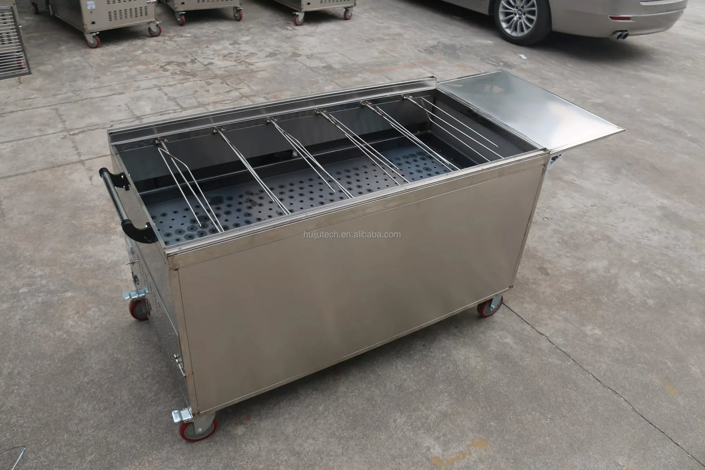 Chinese Stainless Steel Commercial Automatic Pig Meat Rotisserie Charcoal Bbq Grill Machine For Restaurant