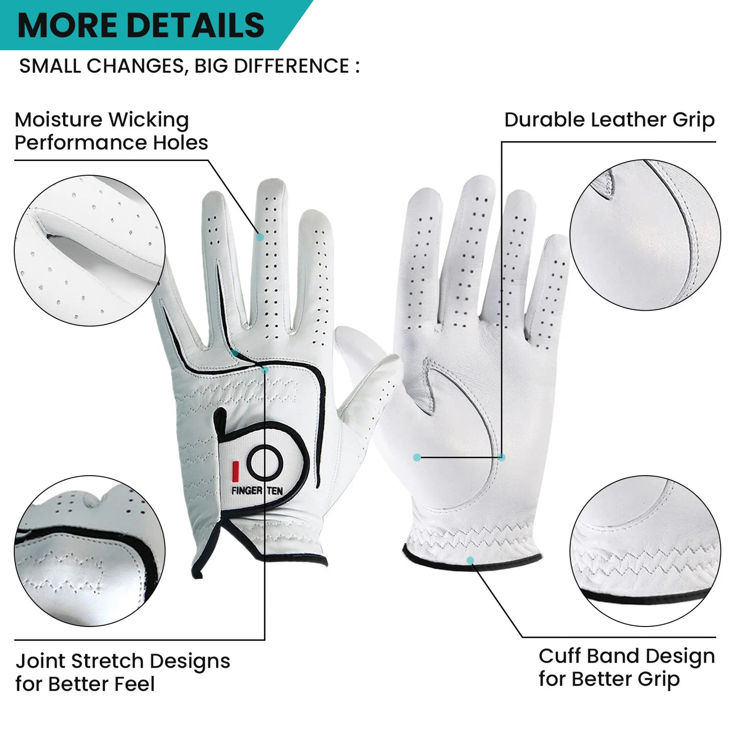 Left Right Hand Golf Gloves Men Leather Premium Cabretta Weathersoft Grip Golfer Glove Right Left Handed S -XL Drop Shipping
