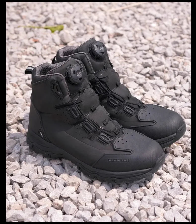 Motorcycle Boots Cowhide Waterproof Motorbike Travel Botas Hiking Shoes Road Cycling Zapatos Men Four Season For KTM For Honda