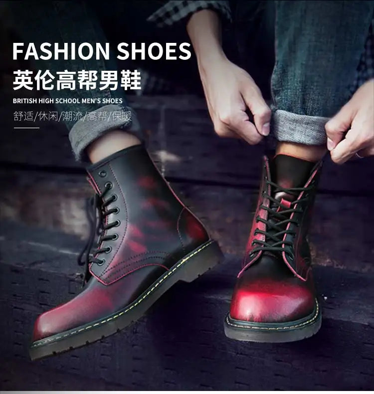 Fashion Men's Boots British Style High Top Casual Sneakers Men Luxury Designer Work Shoes Outdoor Anti slip Motorcycle Boots Mal