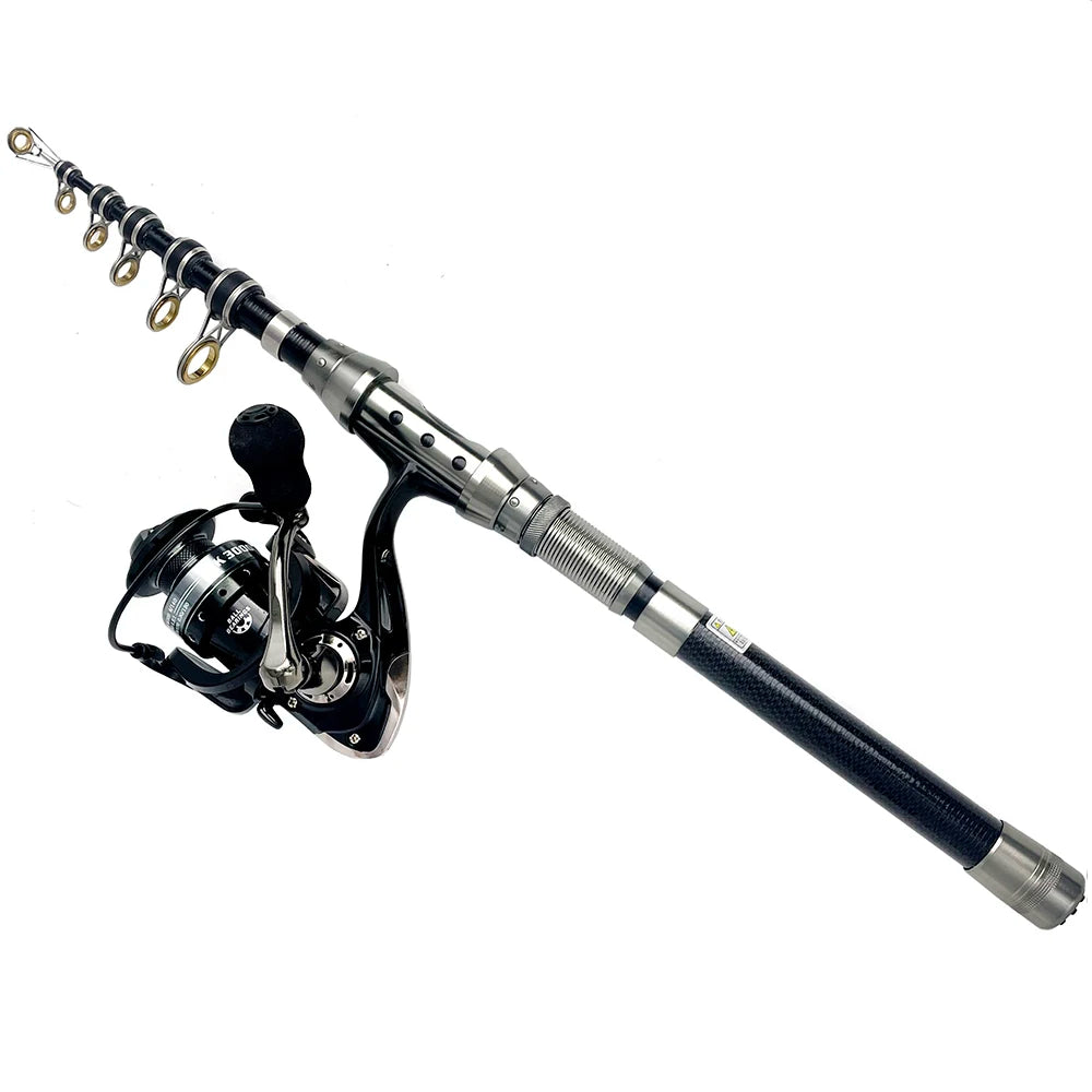 SEA ROD+REEL FISHING Telescopic Fishing Rods Spinning Portable Travel Reels Seat Pole 1.5M 1.8M 2.1M 2.4M Trout Fishing Kit