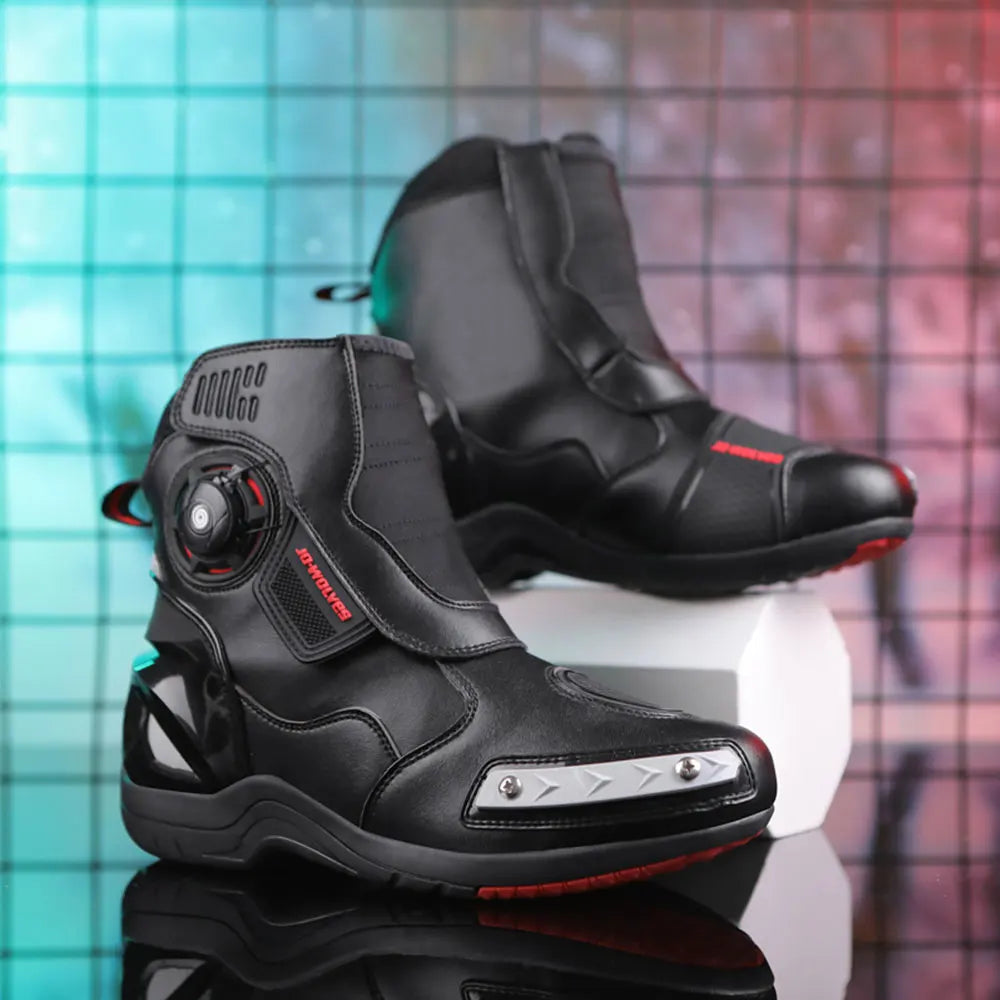 Fashion Men's Motorcycle Boots Waterproof Anti-Slip Motorbike Boots Man Motos Riding Shoes TPU Anti-collision Motocross Boot