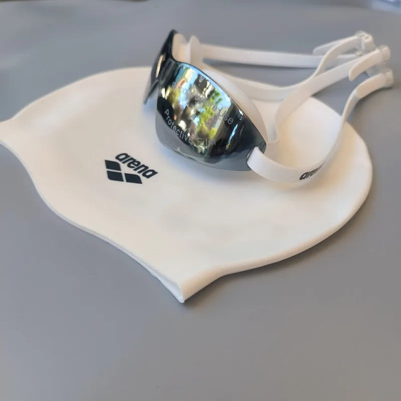 Arena Electroplated HD Mid-Size Swimming Goggles | UV400 Anti-Fog & Fashion Frame | Unisex Beach Training Gear for Vacation Pool