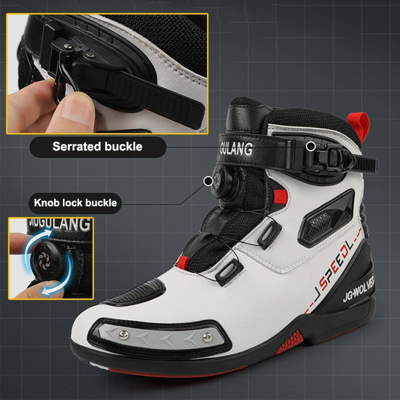 2024 New Motorcycle Boots Man Leather Motos Riders Protective Boots Waterproof Non-slip Motocross Mountain Racing Shoes